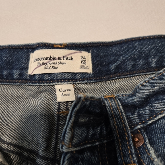 Abercrombie & Fitch Blue Jean Shorts Distressed High-Waisted (New) - Picture 5 of 5